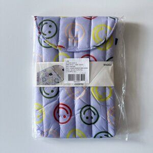 BAGGU Puffy Recycled Laptop Sleeve Purple Happy Print